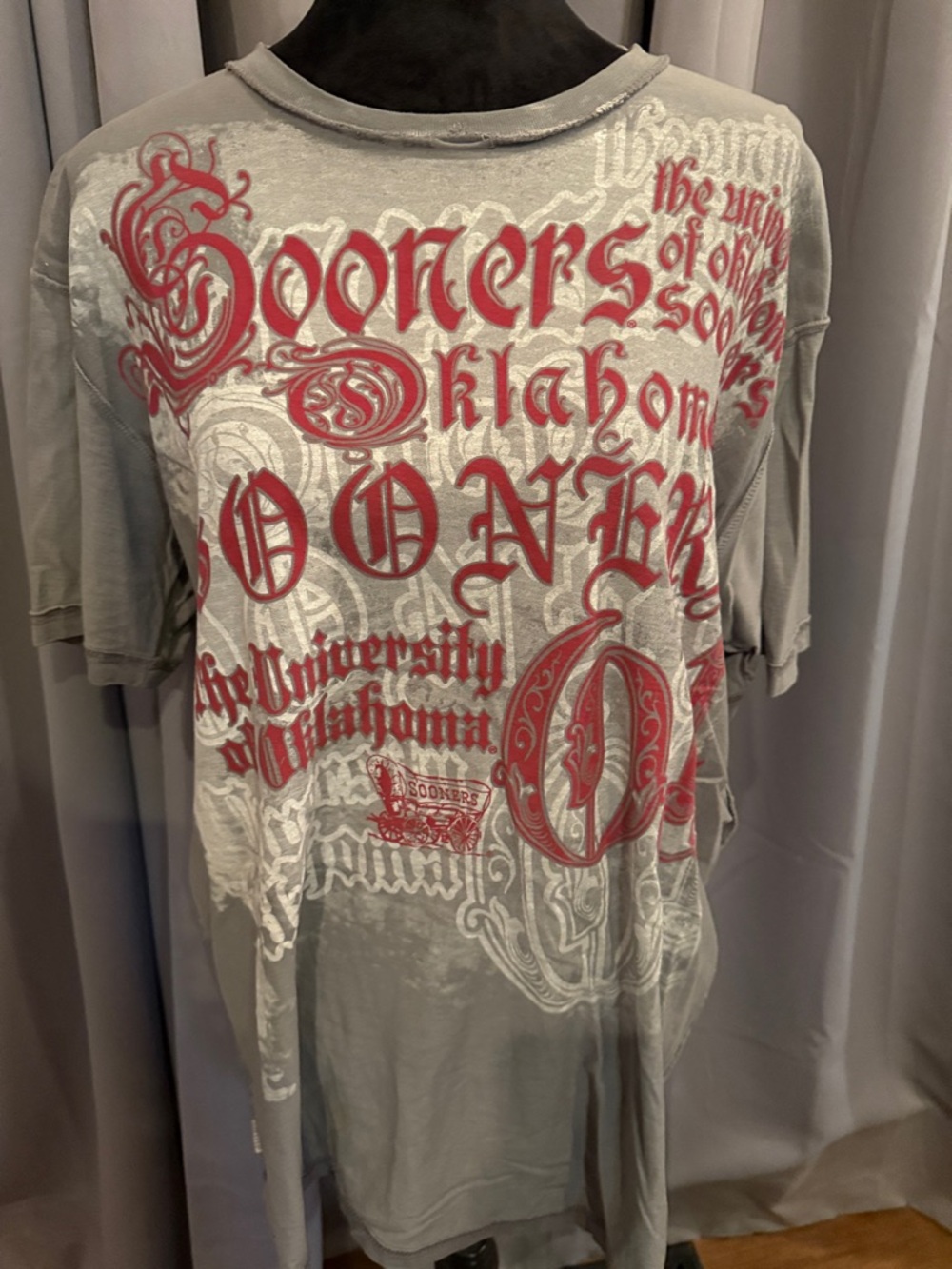 Oklahoma Sooners Gray & Red Graphic Short-Sleeve Tee